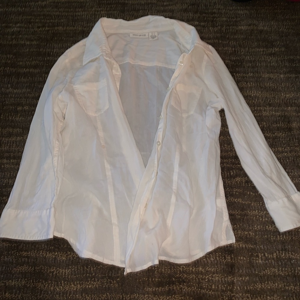 White DKNY Cardigan / Flannel